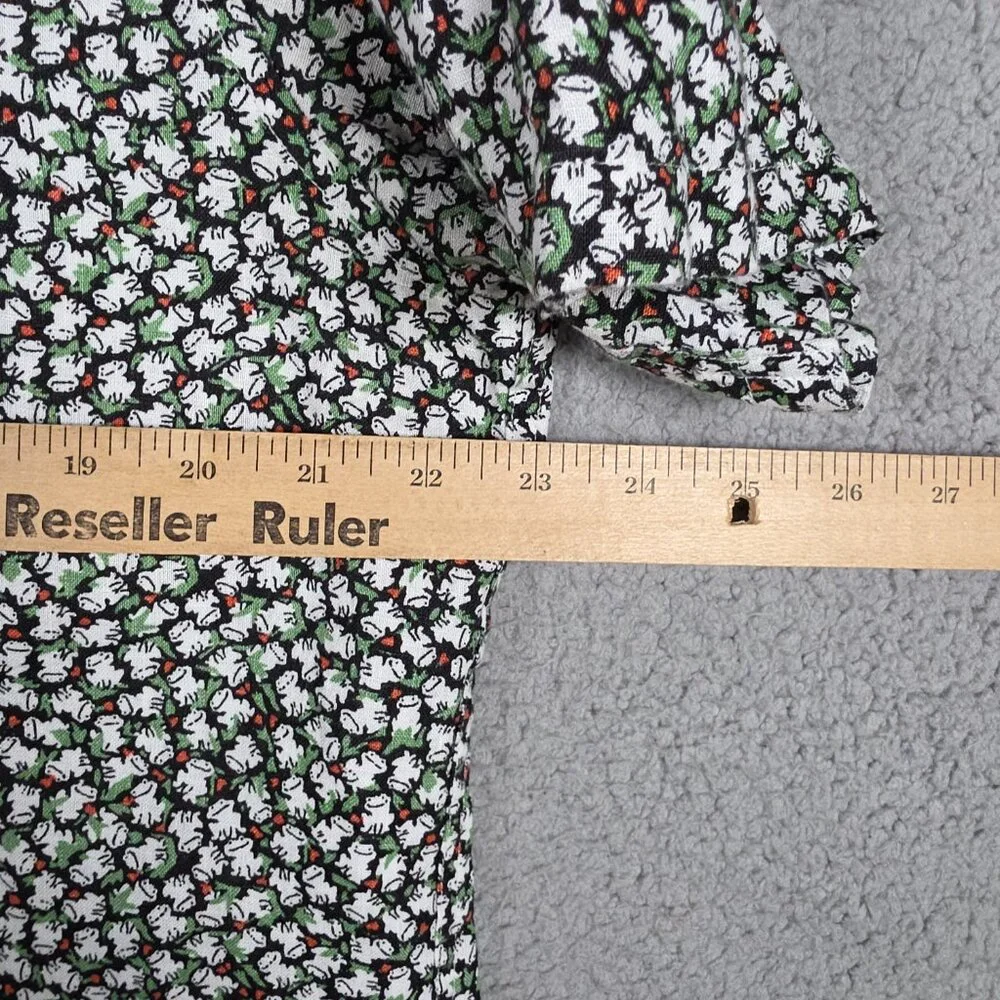 J. Crew Shirt Mens Large Dark Floral Frog All Over Print 100% Linen Classic Fit
